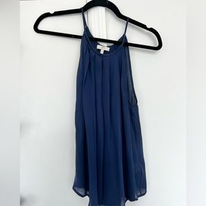 Joie navy high neck scrunched halter top